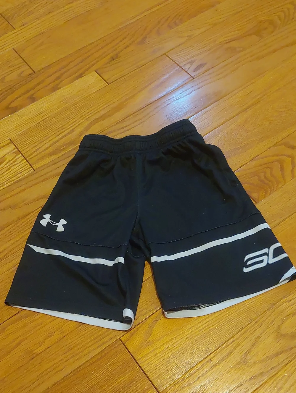 Under Armour Black Athletic Shorts with White Accents